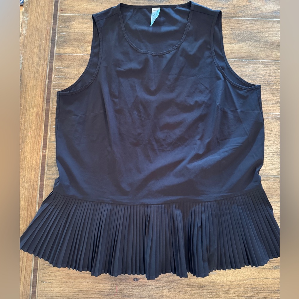 SPANX Black Pleated Hem Tank Top Sz M